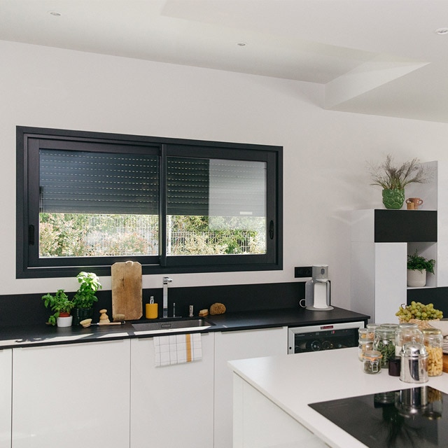 roller shutter closing in a kitchen